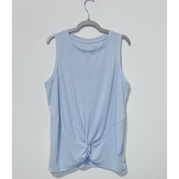 Athleta Girl Twist Around Tank XXL 16 Cotton Blend Blue Crew Neck Lightweight - Picture 1 of 4